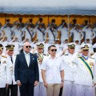 Noboa participó en la imposición de mando del almirante Caicedo como nuevo jefe de la Armada en la Base Naval Sur