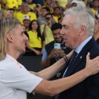 Sebastián Beccacece y Carlo Ancelotti entrenadores de Ecuador y Brasil.