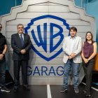 Gianni Iannuzzelli, jefe de parqueo de Policentro; Eduardo Mata, vicepresidente Regional Costa de Banco del Austro; Diego Madriñán, productor ejecutivo de Casa Warner LATAM, Sandra Vinueza, de CPL agente de Warner Bros Discovery