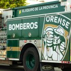 El primer carro de bomberos de color verde de Ecuador donado por Orense. SC.