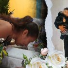 La abuela materna del niño besa el ataúd blanco donde reposan los restos de su nieto. Christian cargando a su niño. La foto fue tomada días antes de ser asesinado.