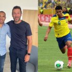 Jefferson Montero y Hugo Viana director deportivo del Manchester City.