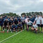 El Ministro del Interior, John Reimberg junto a los integrantes del Emelec.