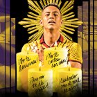 Miguel Parrales el 9 de Barcelona SC, que la hinchada pide que no le pase nada.