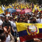 El presidente Daniel Noboa estuvo presente en la marcha en Quito.
