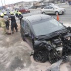 Así quedó uno de los vehículos implicados en el accidente.