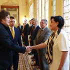 El Presidente de Ecuador, Daniel Noboa, y la ministra de relaciones exteriores, Gabriela Sommerfeld, recibidos por Javier Milei en la Casa Rosada.