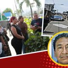 Las cantantes Katty Elisa y Mayensi acompañaron a los familiares del taxista asesinado, Jonny Amaguaña.