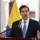 Marco Rubio en su intervención durante rueda de prensa en Ecuador.