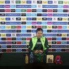 El seleccionador de Bolivia, Óscar Villegas, en la última rueda de prensa en La Paz.