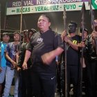 Marlon Vargas, presidente de la Conaie lidera las movilizaciones en Pastaza.