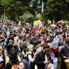 Fotografía de las marchas de este 12 de octubre en Quito, Ecuador.