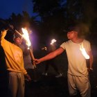 Los habitantes de Selva Alegre salieron a recorrer en la madrugada con antorchas a recorrer las calles de la parroquia