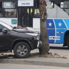El carro de la víctima se estrelló contra un árbol encima de un parterre.