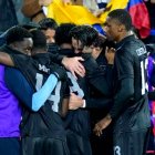 El festejo de los jugadores de la Tri tras el primer gol ante Nueva Zelanda.