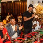 Darío Aimar, exdefensa de Liga de Quito, recibió aplausos durante la cena de confraternidad en Quinindé.