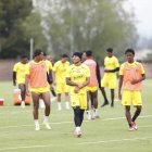 El plantel de Barcelona SC durante su entrenamiento este 23 de enero.