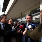 Ramiro García, abogado de Aquiles Álvarez, a la salida del Complejo Judicial Norte, en Quito.