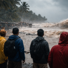 Imagen referencial generada como recreación visual del impacto del fenómeno El Niño Costero en zonas costeras.