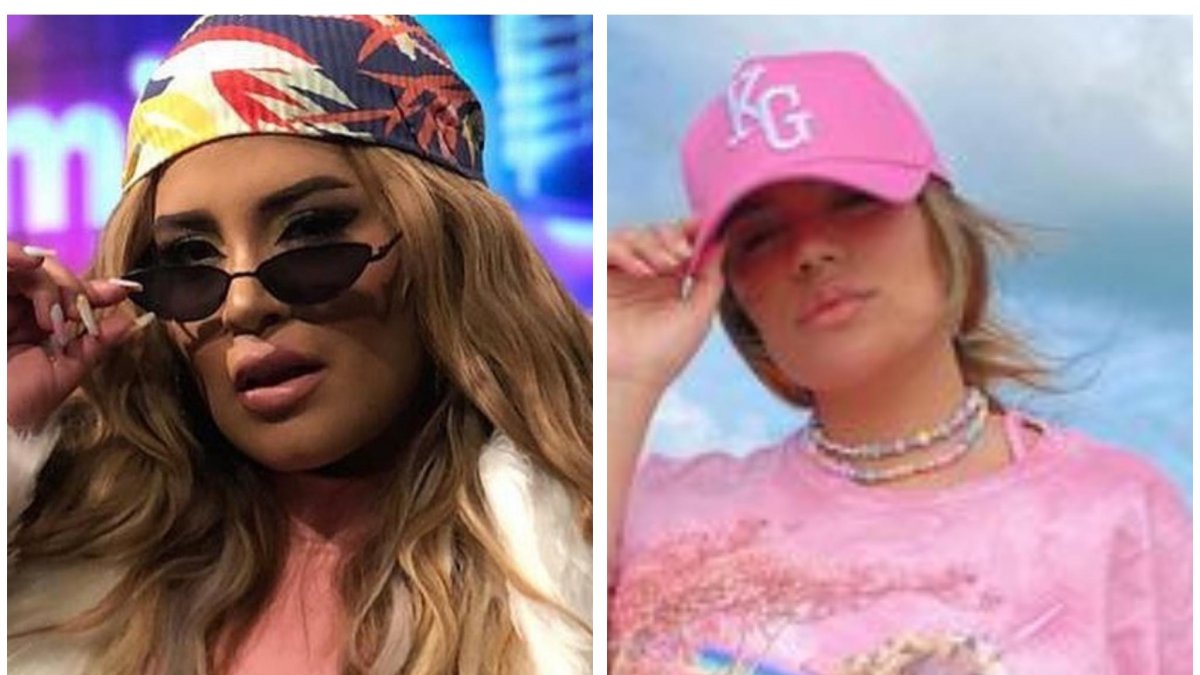 Alejandra la 'Suka' Sánchez (Iz.)y la cantante colombiana Karol G. Que el público juzgue el parecido.