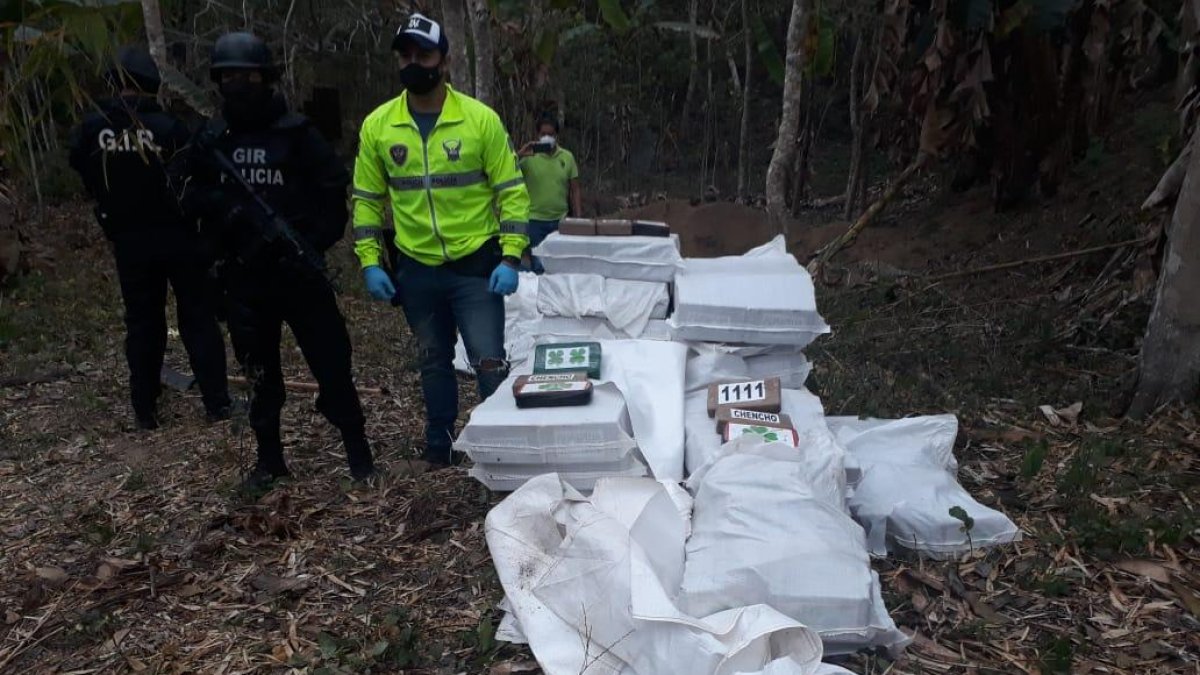 La droga estaba oculta en varios sacos.