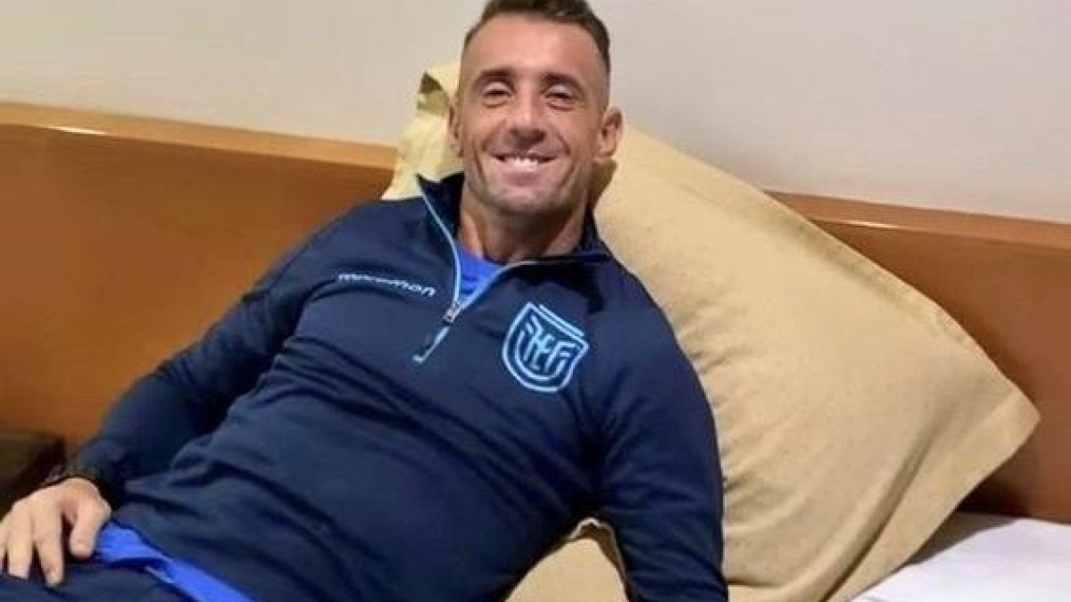 Damián Díaz llegó a la concentración de la Tricolor.