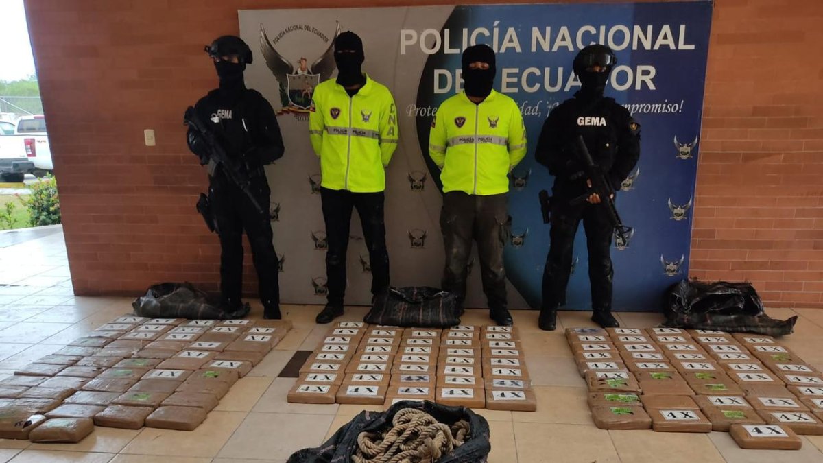 Los 139 paquetes estaban dentro de tres sacos de yute.