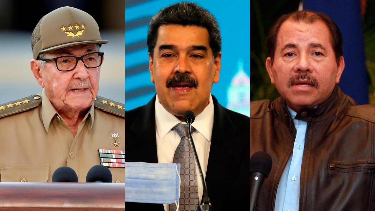 Raúl Castro, Nicolás Maduro y Daniel Ortega, entre los mandatarios cuestionados.