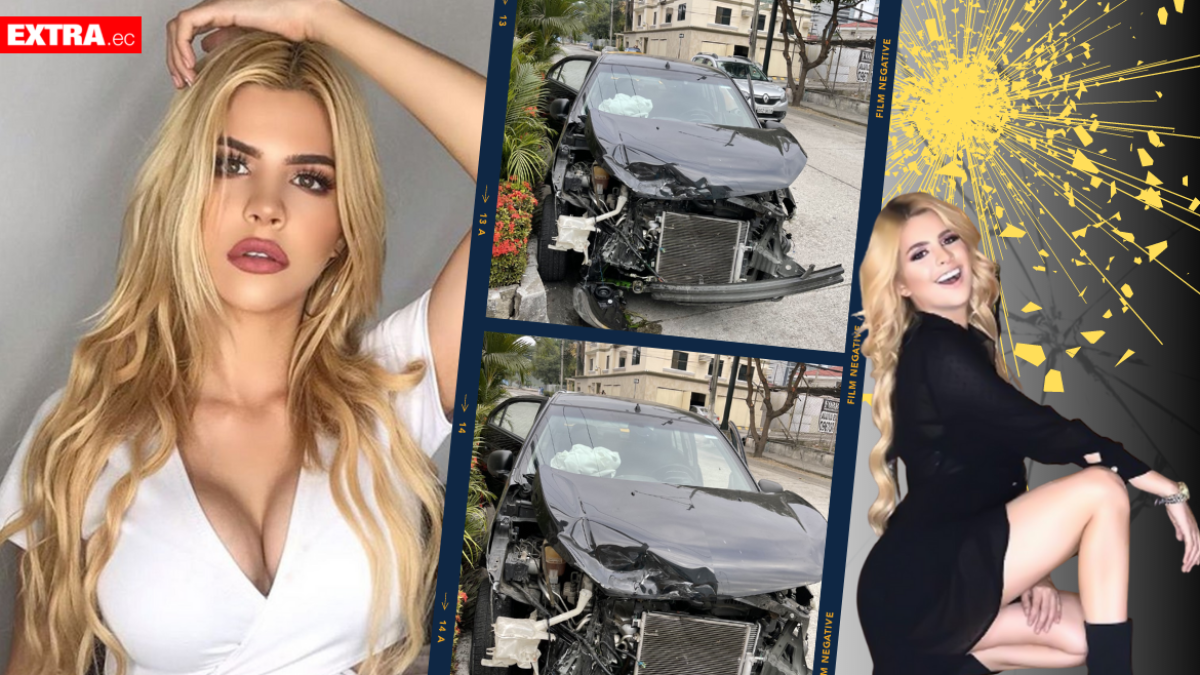 El vehículo de la joven modelo presenta graves daños.