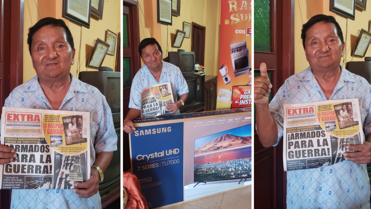 Julio Williams ganador del Raspa tu suerte de EXTRA: “Casi me da un infarto por el Smart TV”