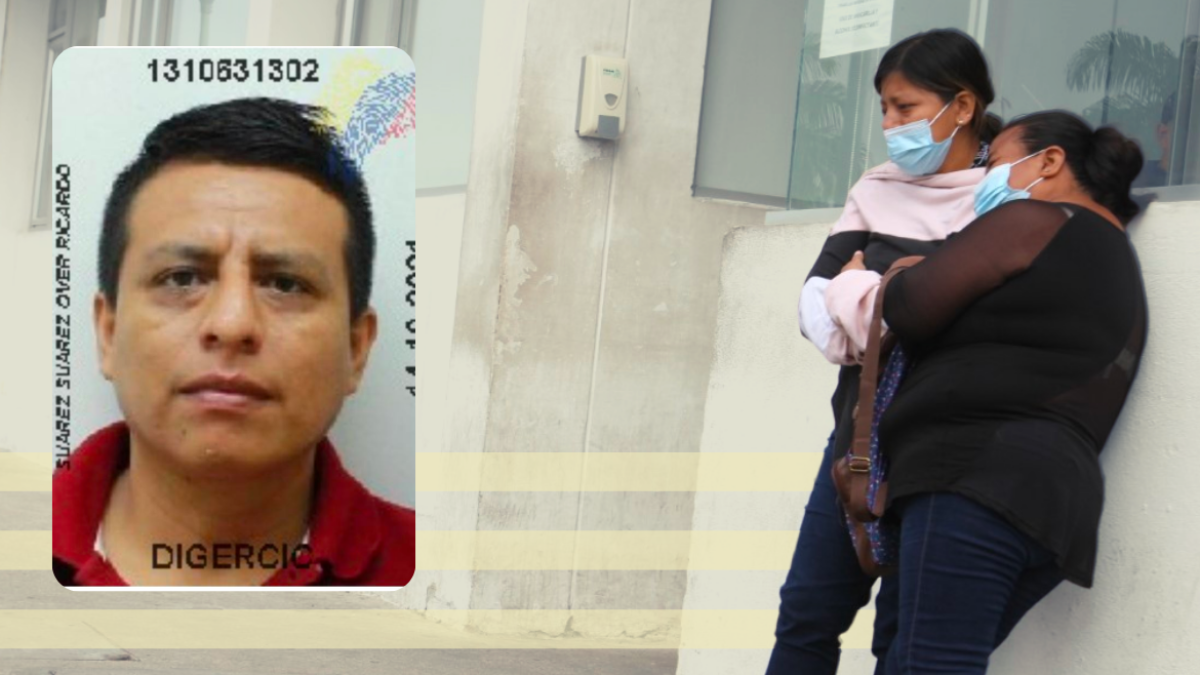 Nathaly Zavala (esposa) y Guadalupe Suárez (tía) lloran la muerte de Over Suárez (circulo).