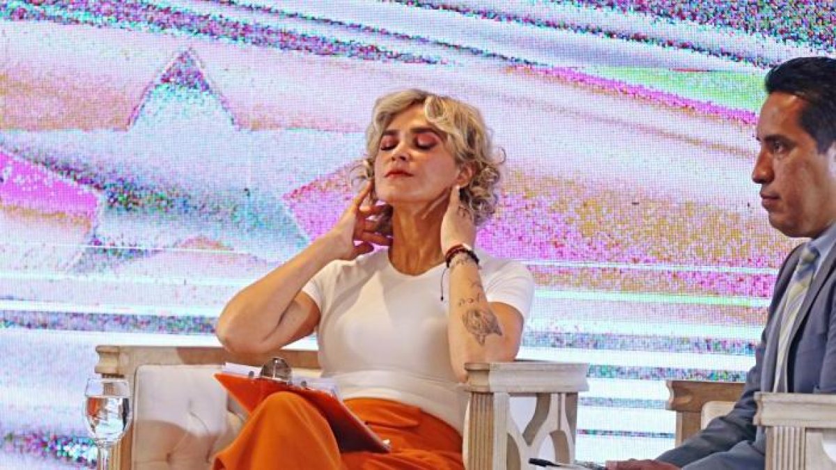 Cynthia Viteri durante la rendición de cuentas de sus tres años como alcaldesa de Guayaquil, donde destacó su trabajo en la pandemia.