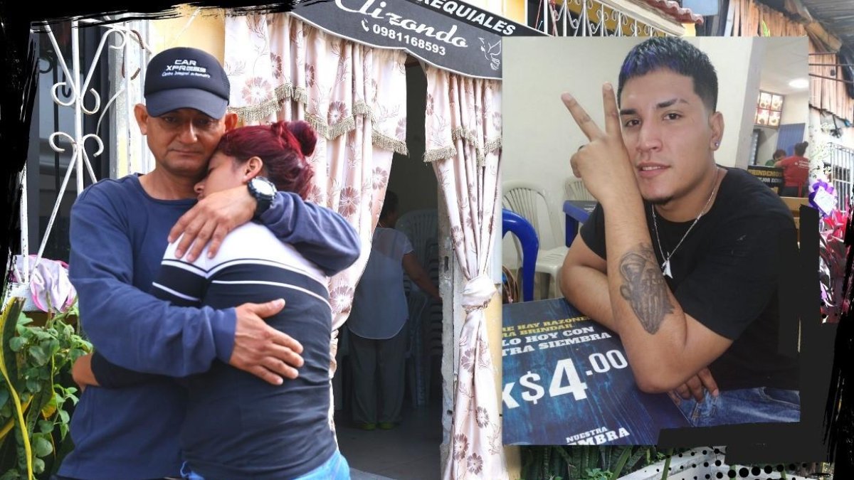 Jheselyn  Jiménez, esposa de Jesús Rivas (foto), recibe el consuelo de su padre.