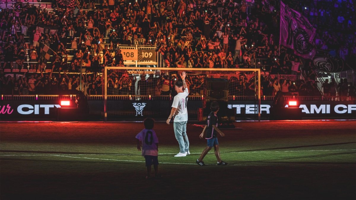 Messi estuvo con sus hijos en su presentación del Inter Miami.