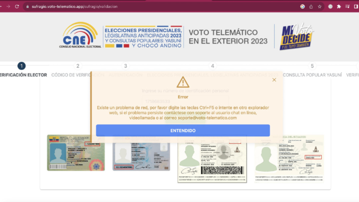 Captura de pantalla. Así se muestra el portal web para el voto telemático desde el exterior..