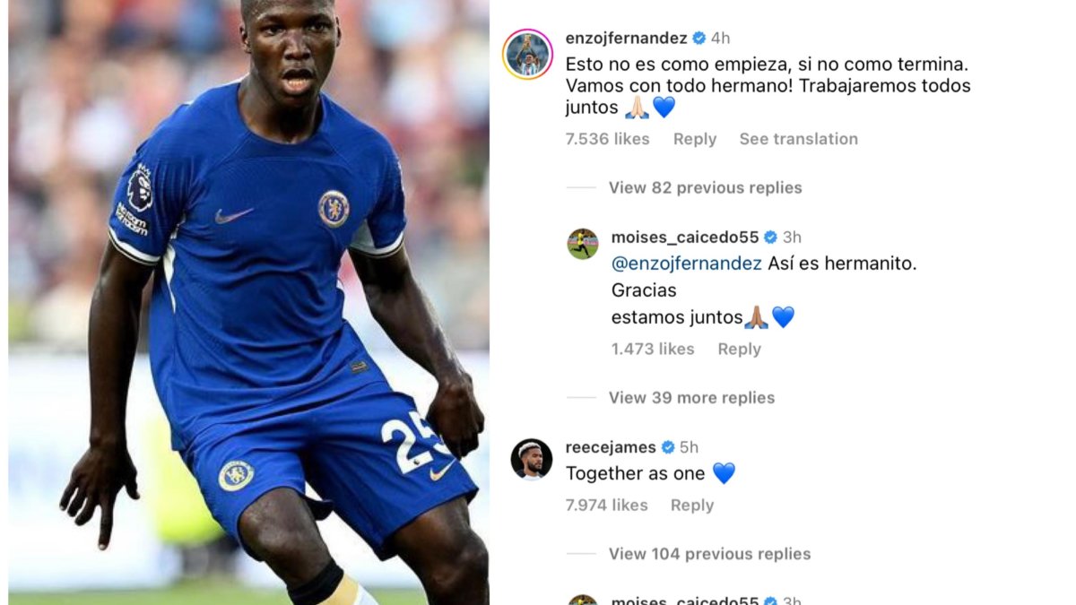 Captura de la publicación de Moisés Caicedo pidiendo disculpas por su mal debút con Chlesea.