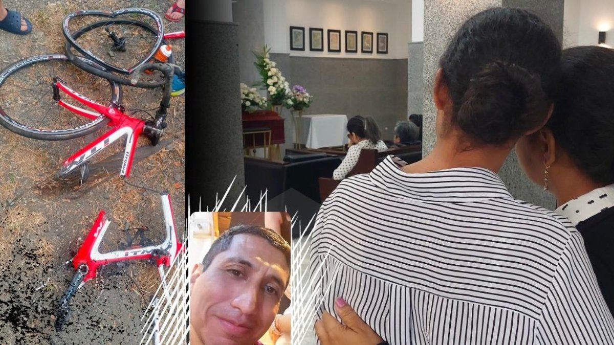 Karina Marín y su hija Tamara contemplan con tristeza el féretro donde reposan los restos de su amado Pedro Quijano Santos.