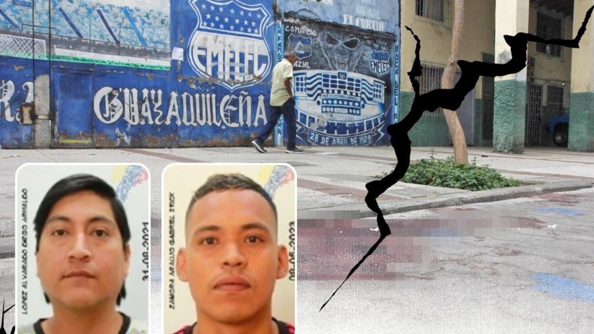 En el lugar donde fueron asesinados los dos barristas de la Boca del Pozo se observaba esta mancha de sangre.