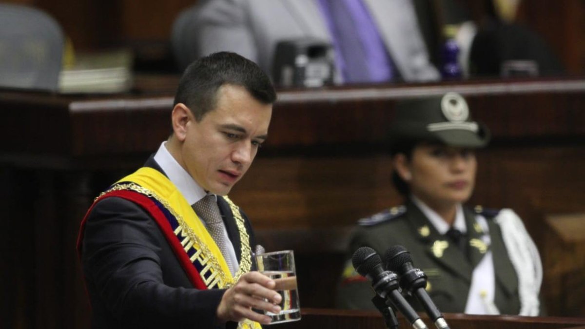 Daniel Noboa, en su primer discurso como presidente de Ecuador.