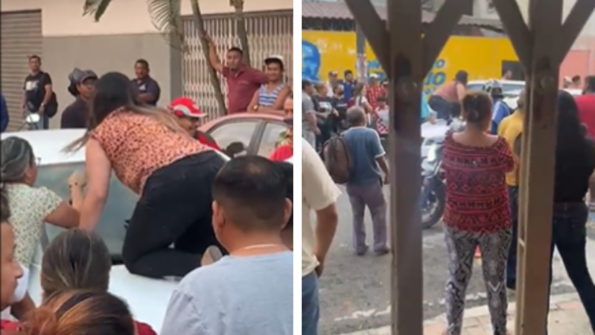 La mujer golpeó el carro porque habría encontrado a su esposo en un acto infiel.