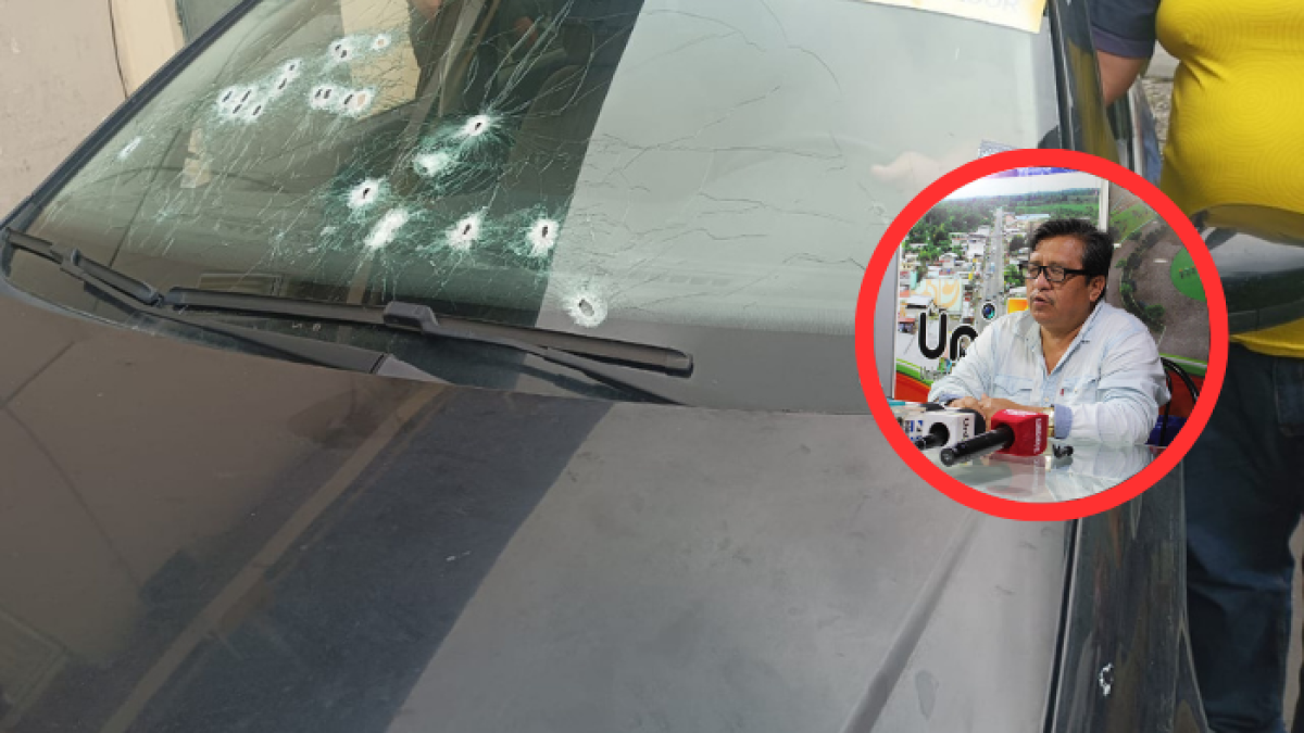 El carro del exfuncionario quedó con los huecos de las balas.