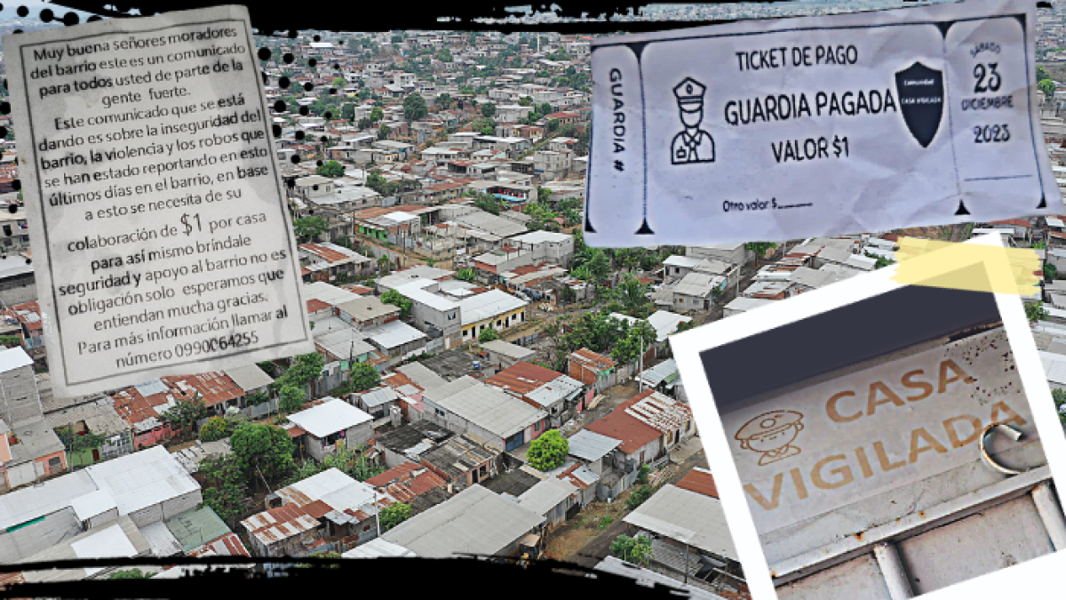 Esta es una  de las volantes que dejan en las casas de esta zona de Guayaquil. 2. El comprobante de pago emitido por las bandas.