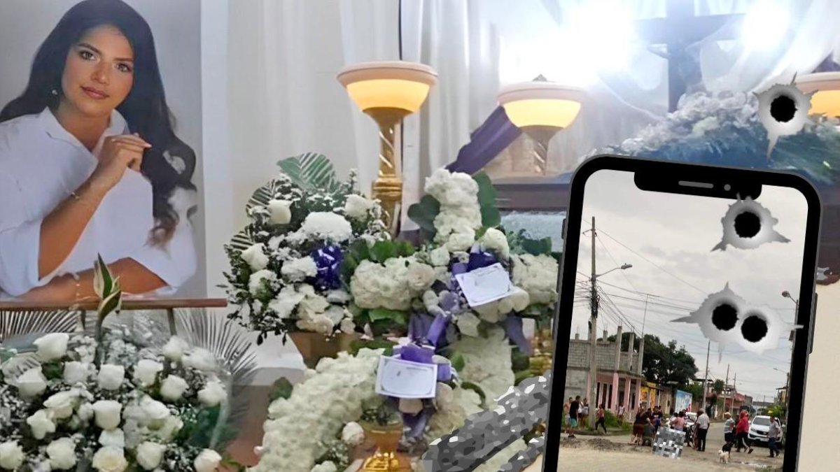 Flores blancas y su fotografía acompañan el féretro donde reposan los restos de la concejal Diana Carnero.