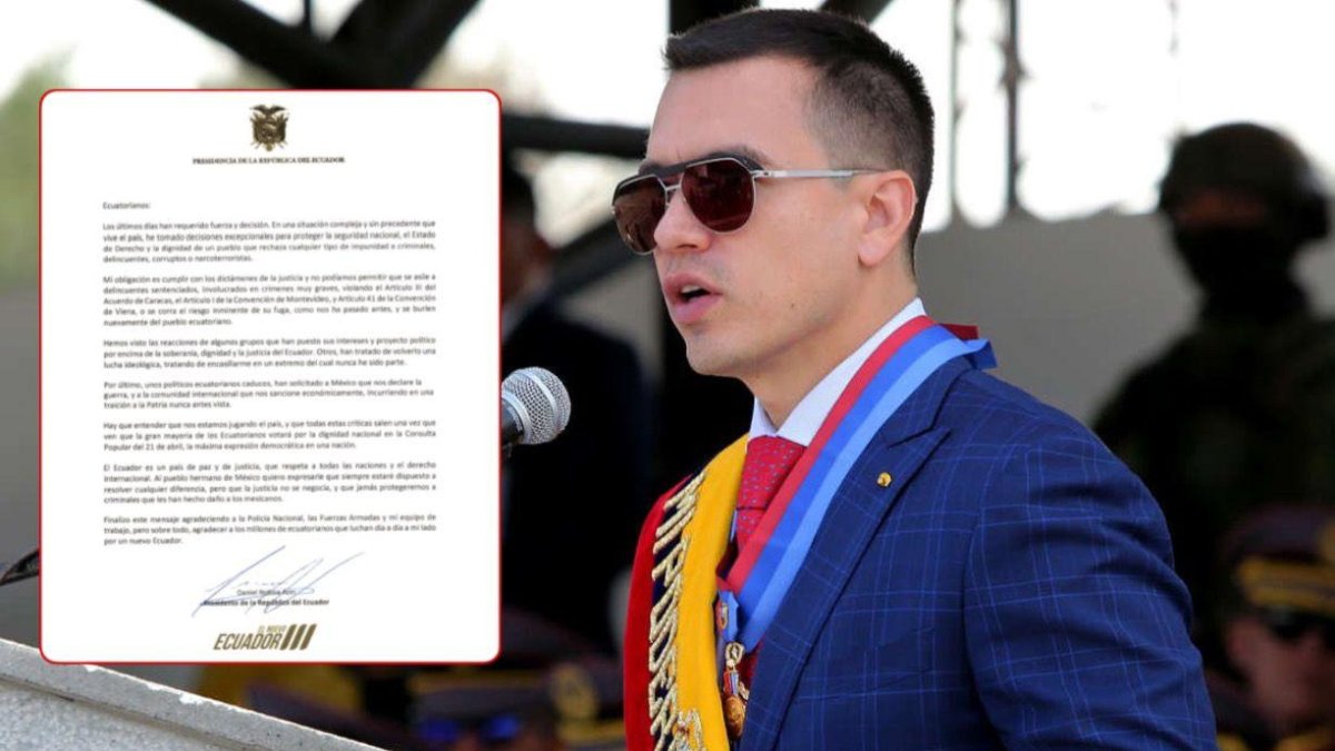 Daniel Noboa, Presidente de Ecuador, habló de la ruptura de relaciones con México.