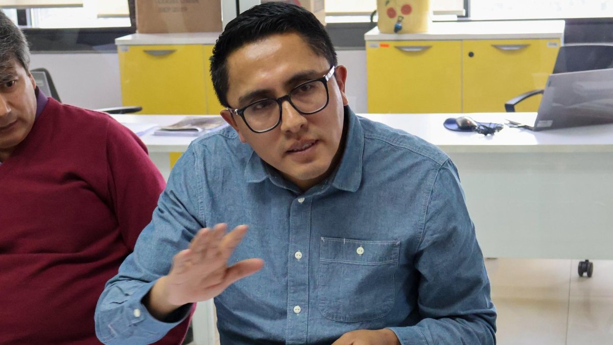 Andrés Quishpe, presidente de la Unión Nacional de Educadores (UNE).