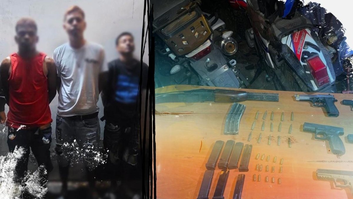 En poder de los detenidos se halló armas de fuego y municiones.