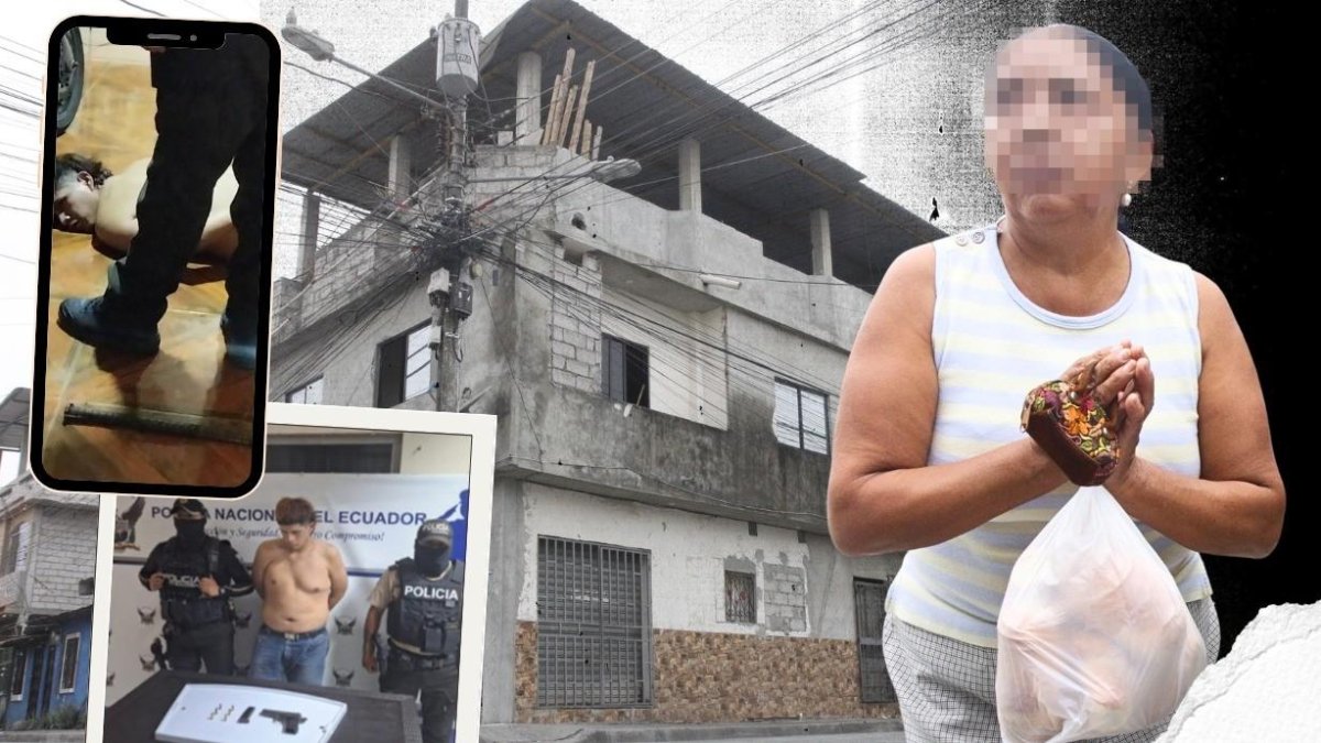 Hilda muestra cómo le suplicó al individuo que se metió a su casa que no la matara. Se arrodilló para implorarle que no le disparara.