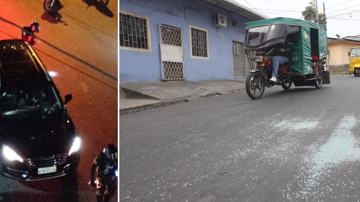 La víctima iba en un carro negro. Este lunes 12 de agosto, un día después del ataque, aún había vidrios rotos en el sitio.
