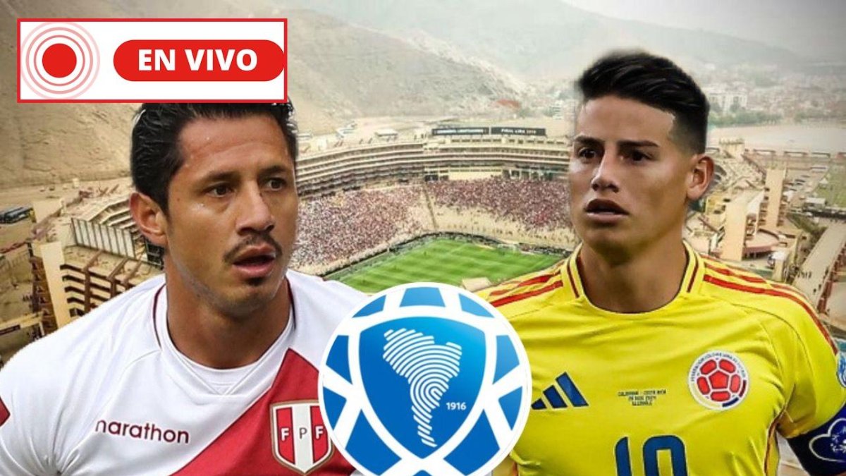 Gianluca Lapadula de Perú y James Rodríguez, de Colombia.