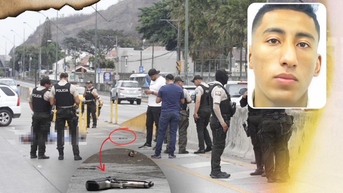 Junto al cuerpo del presunto delincuente se encontró una pistola. Policía llegó al lugar.